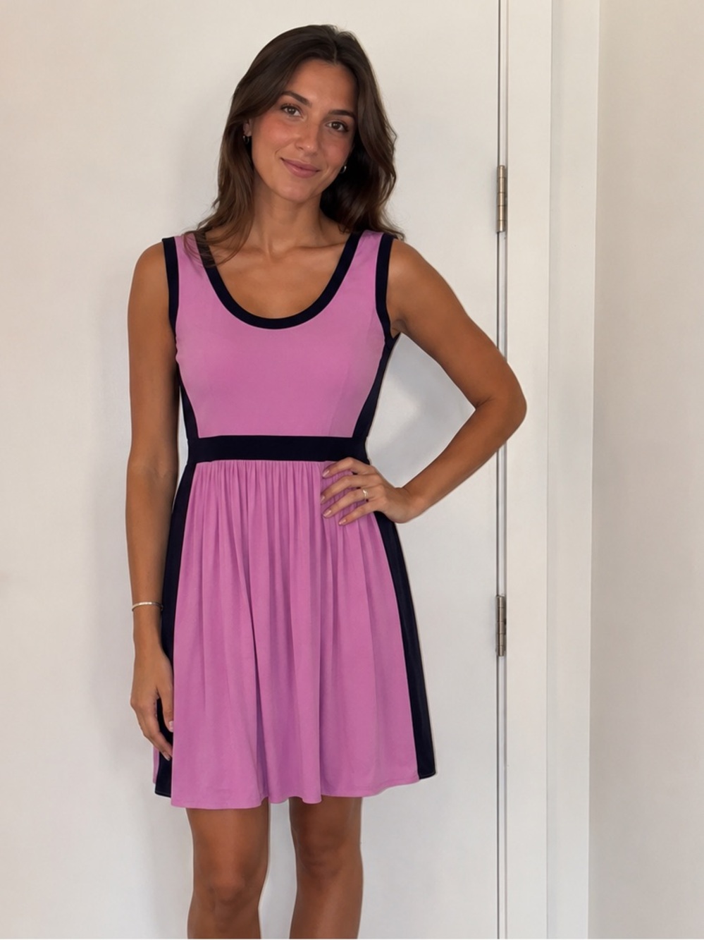 Lilly Pulitzer Pink & Navy Fit and Flare Dress - Size 8